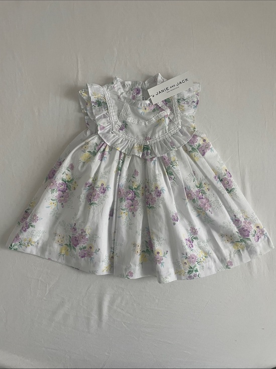 Janie and Jack Other - Janie and Jack White Floral Ruffle dress w/ Lavender & Yellow Blooms 6-12m (NWT)